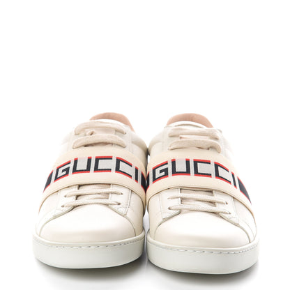 Gucci Calfskin Stripe Womens New Ace Sneakers 37.5 New Mystic White Ecru Red Flame 2 of 8
