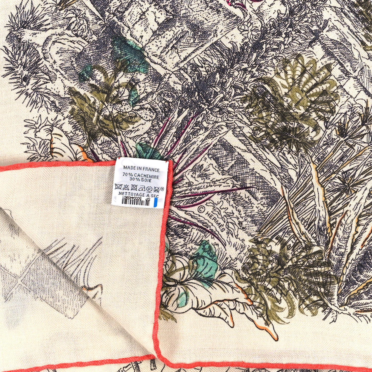 Hermes Cashmere Silk Le Jardin De Leila Au Bloc Shawl 140 3 of 4