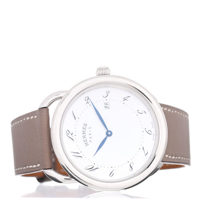 Hermes Stainless Steel Swift 38mm Arceau Quartz Watch Etoupe 2 of 4