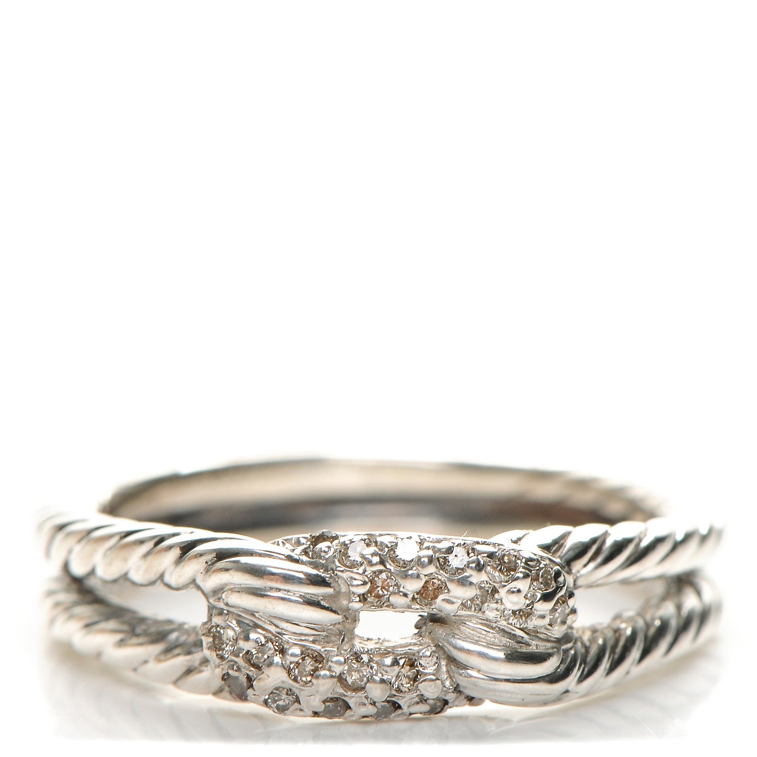 David Yurman Sterling Silver Diamond Petite Loop Ring 53.5 6.75 1 of 4