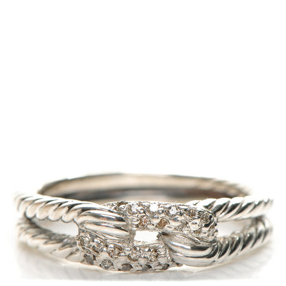 David Yurman Sterling Silver Diamond Petite Loop Ring 53.5 6.75 1 of 4