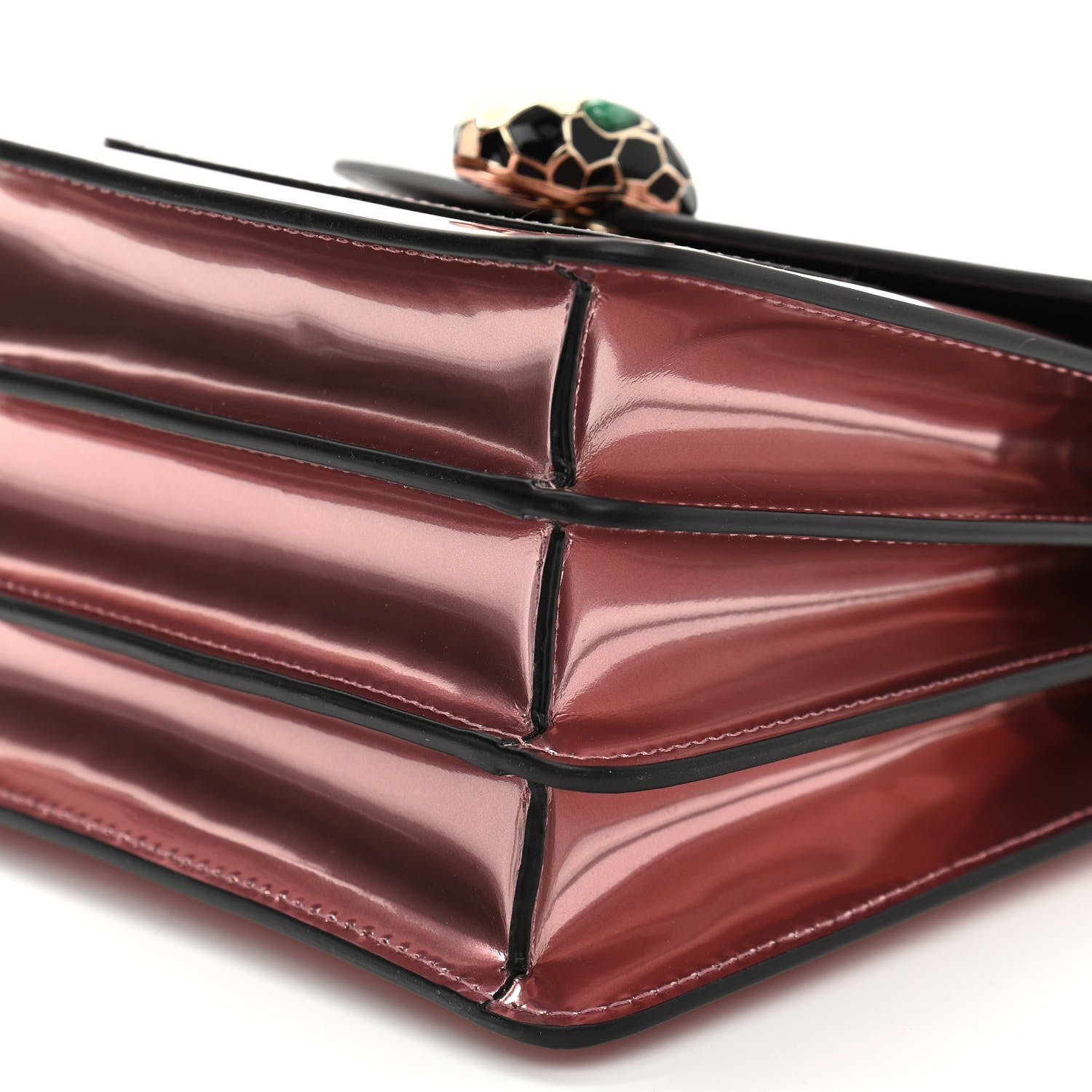 Bulgari Metallic Calfskin Serpenti Forever Top Handle Rose Quartz 9 of 9