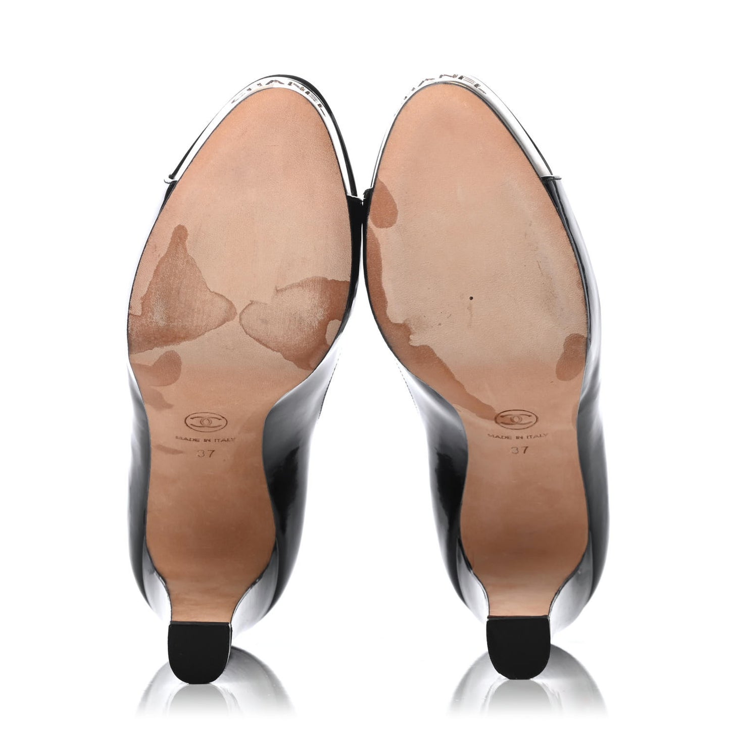 Patent Silver Cap Toe CC Pumps 37 Black