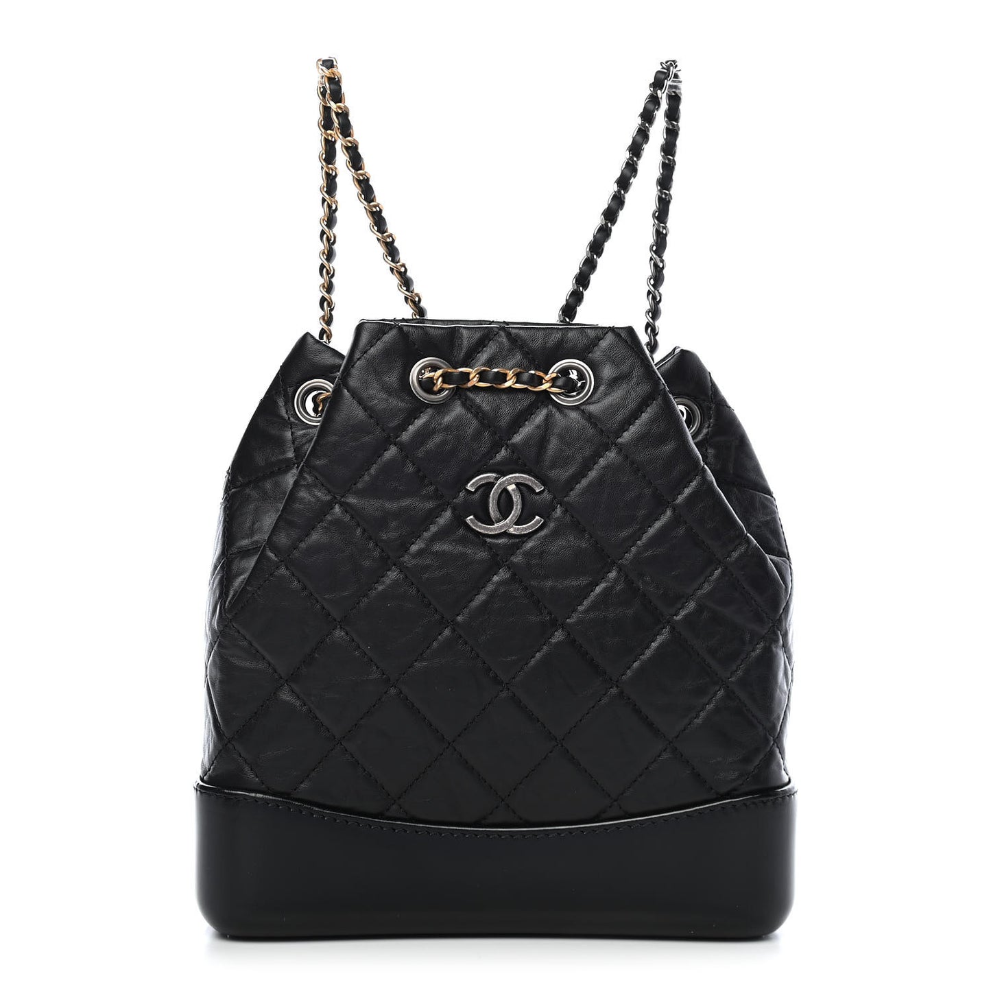 Aged Calfskin Quilted Small Gabrielle Backpack Black