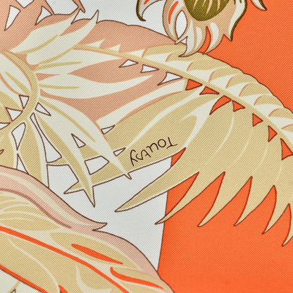 Hermes Silk Cheval Phoenix Scarf 140 Beige Orange Kaki 5 of 10