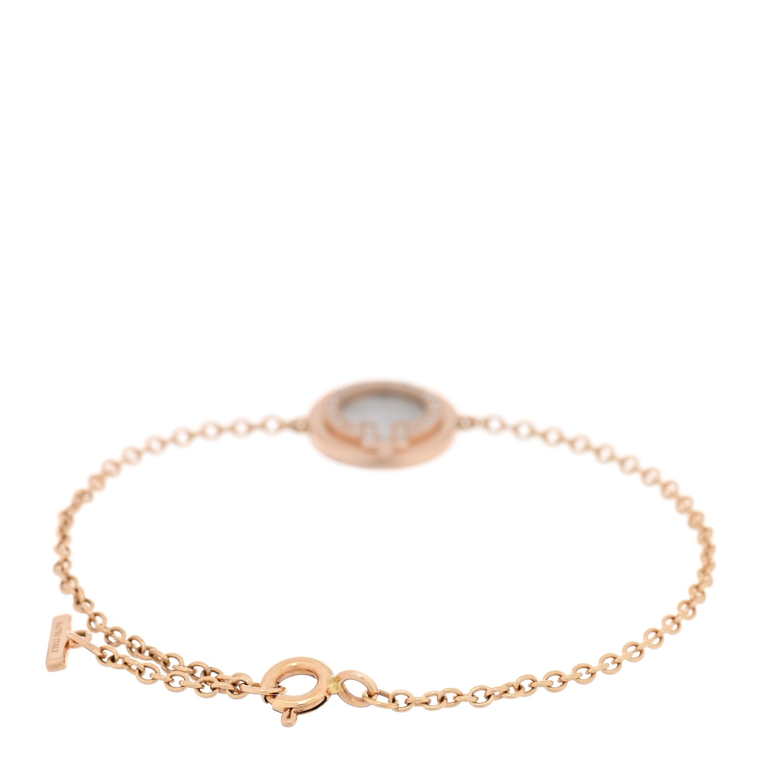 Tiffany 18K Rose Gold Diamond Mother of Pearl T Circle Bracelet 2 of 4