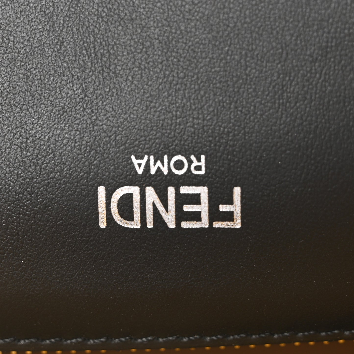 Cuoio Romano Vitello Cover Glazed Fabric Bi-Color FF 1974 Mini Peekaboo I SEE U Satchel Black Brown