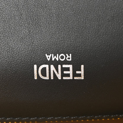 Fendi Cuoio Romano Vitello Cover Glazed Fabric Bi-Color FF 1974 Mini Peekaboo I SEE U Satchel Black Brown 6 of 9