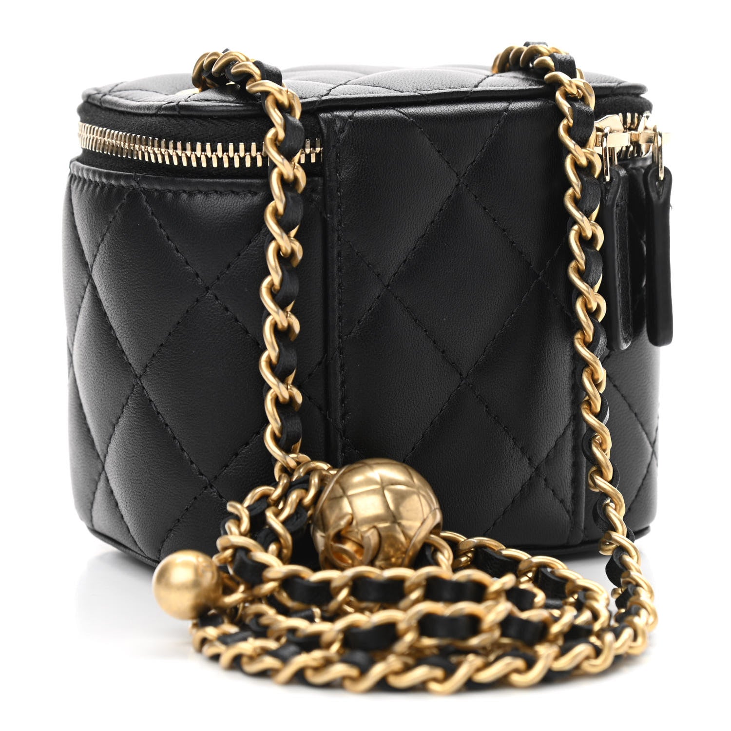 Chanel Lambskin Quilted Mini Pearl Crush Vanity Case With Chain Black 3 of 10