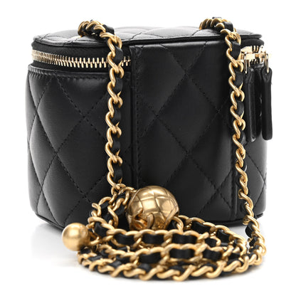 Chanel Lambskin Quilted Mini Pearl Crush Vanity Case With Chain Black 3 of 10