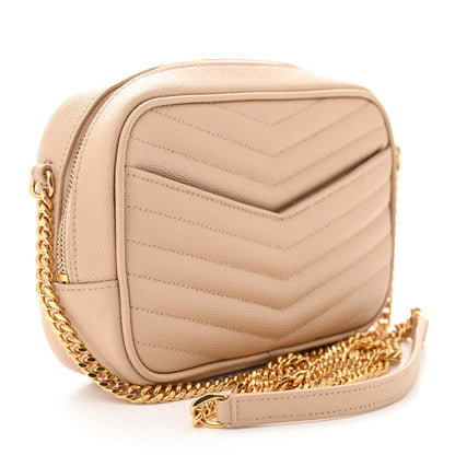 Saint Laurent Grain De Poudre Matelasse Monogram Mini Lou Camera Bag Dark Beige 3 of 10