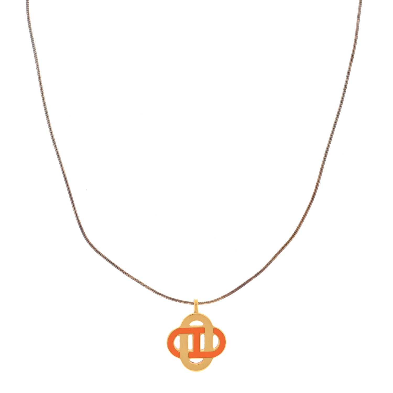 Hermes Lacquer Isatis Necklace Orange 1 of 6