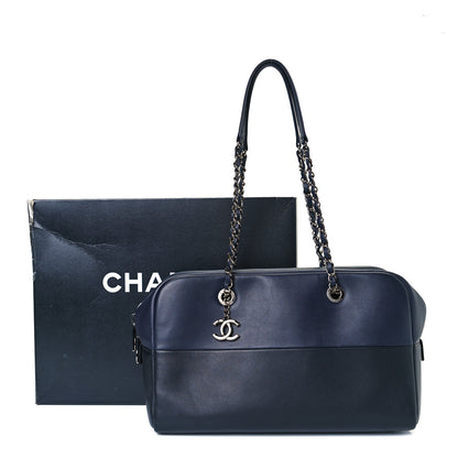 Chanel Calfskin Timeless Duo Bowling Bag Dark Navy Black 13 of 13