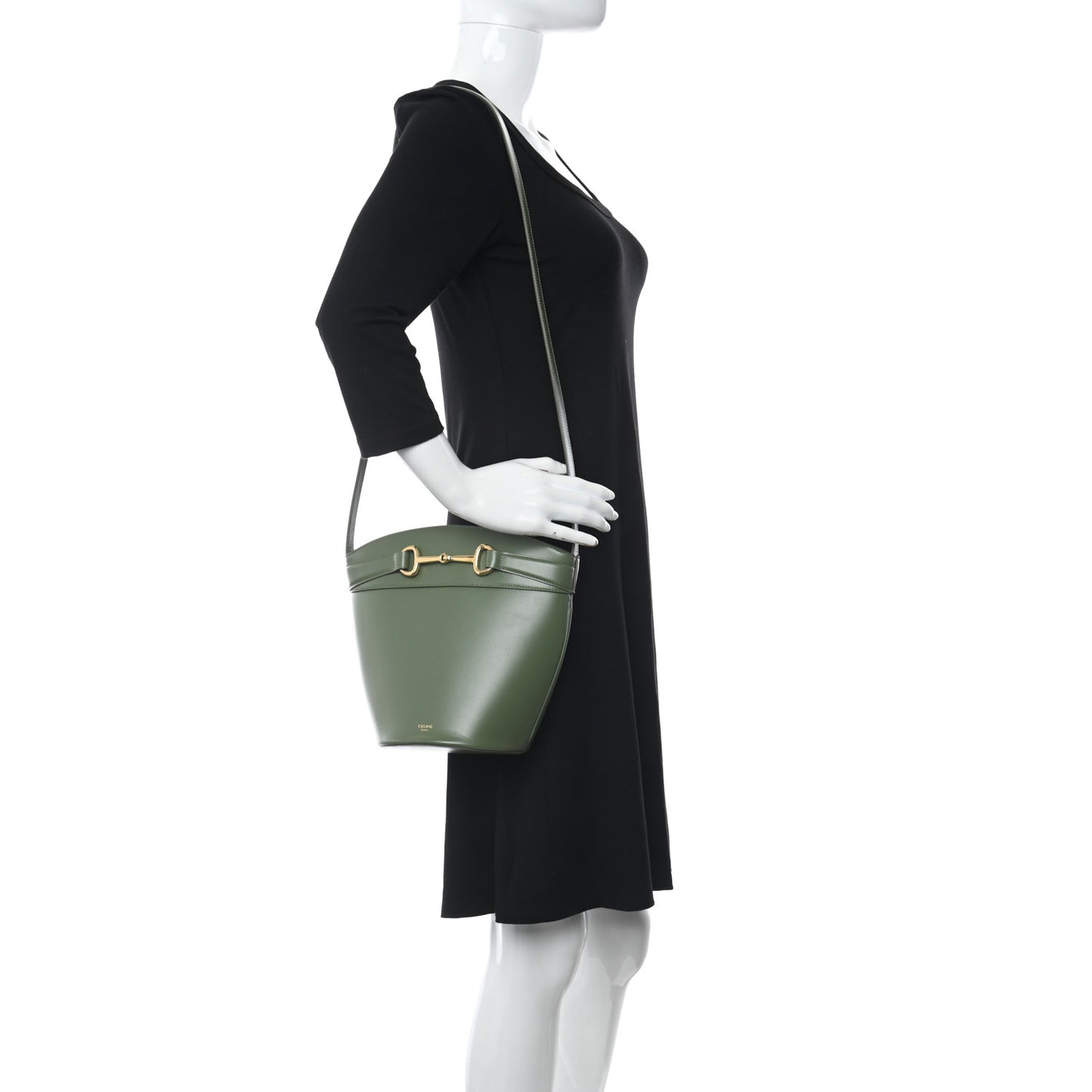 Calfskin Crecy Bucket Bag Green