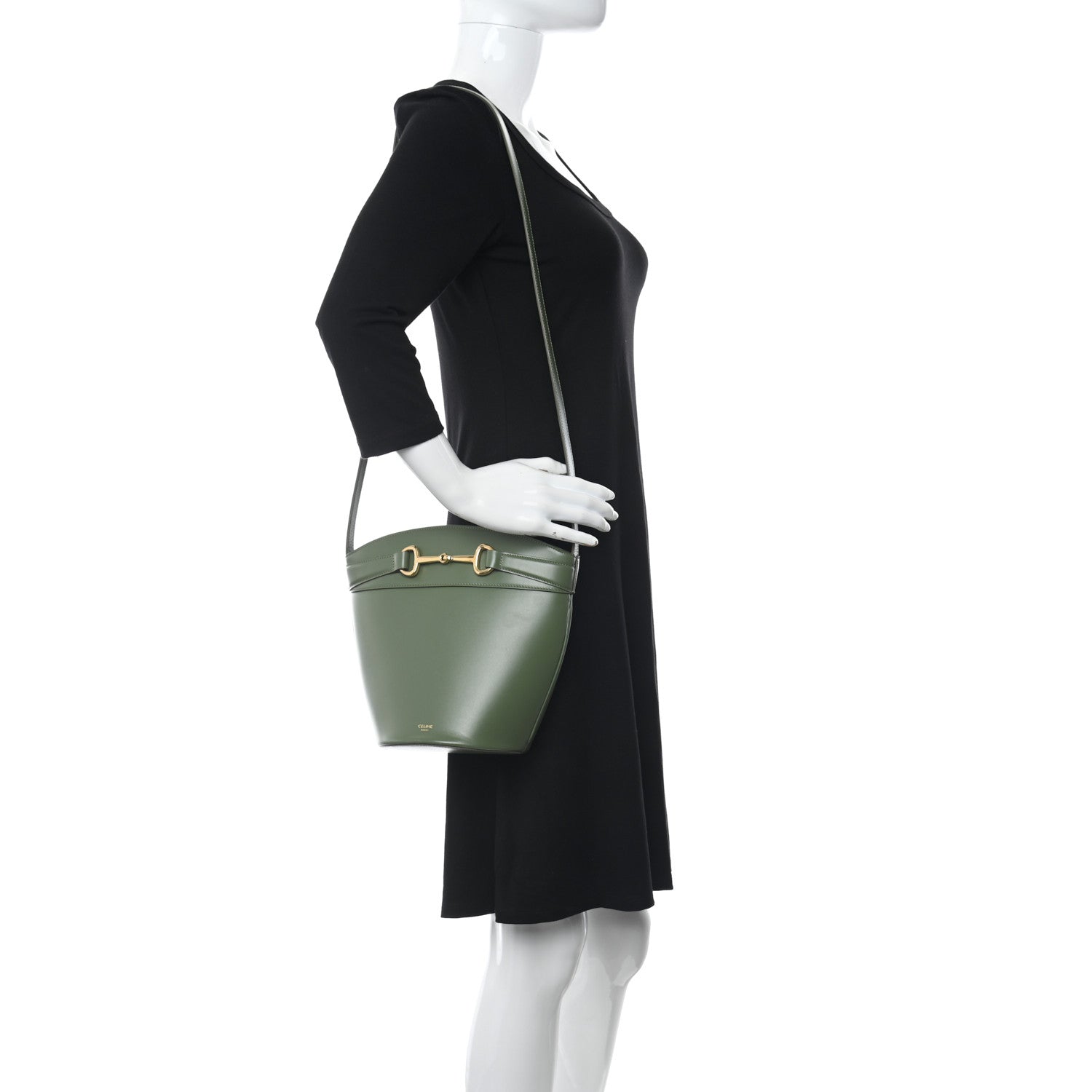 Celine Calfskin Crecy Bucket Bag Green 2 of 10