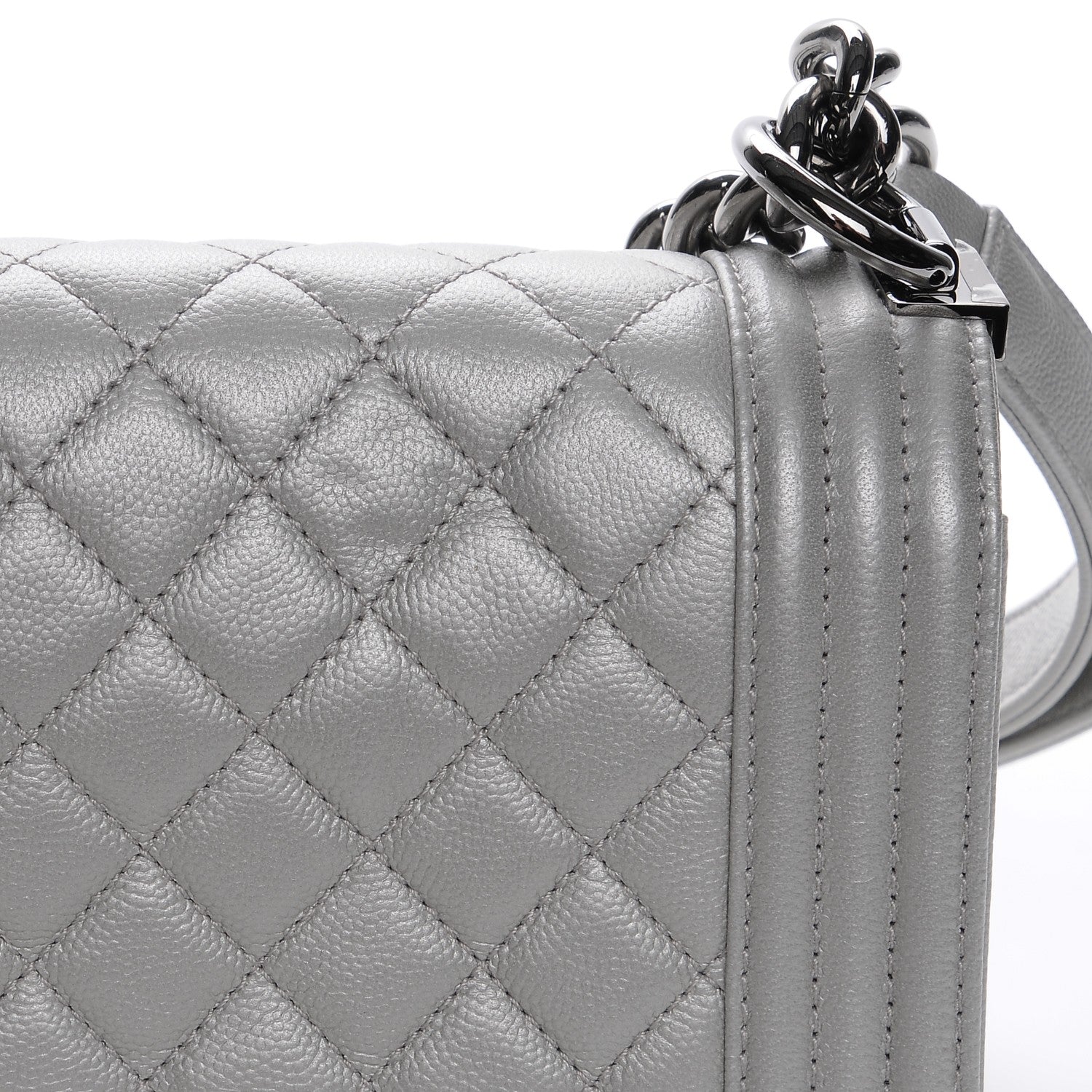 Chanel Metallic Caviar Quilted Medium Boy Flap Silver 4 of 9
