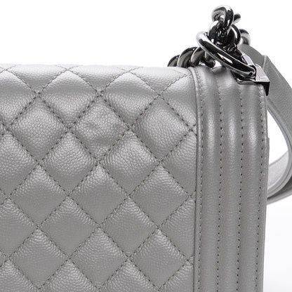 Chanel Metallic Caviar Quilted Medium Boy Flap Silver 4 of 9