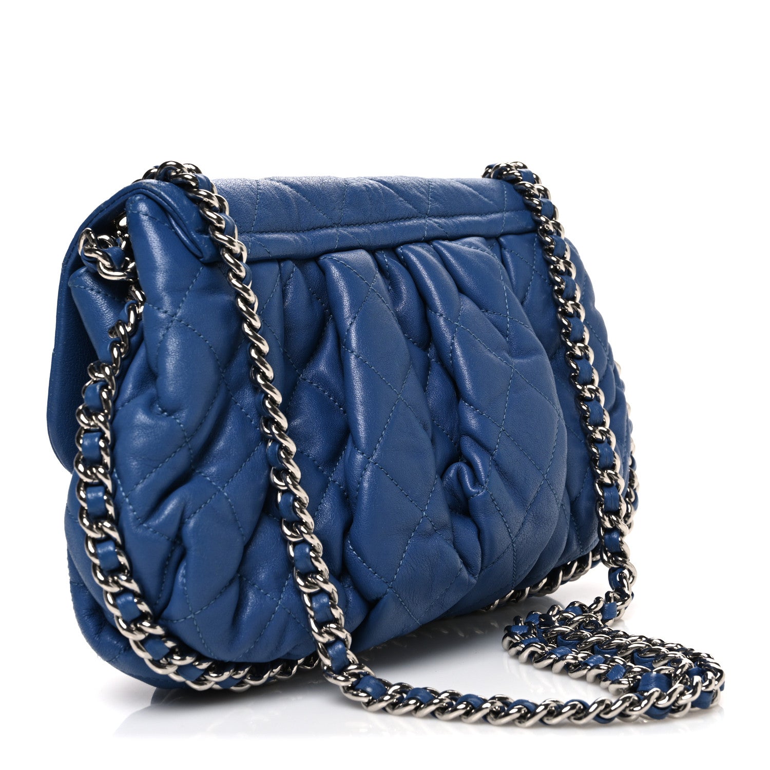 Chanel Washed Lambskin Quilted Medium Chain Around Messenger Blue 3 of 11