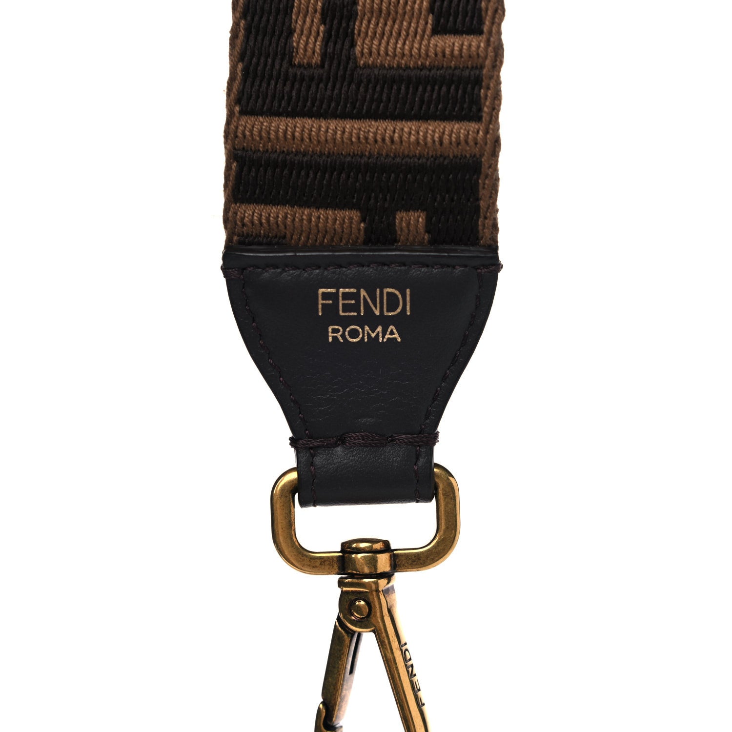 Fendi Ribbon Vitello Century FF 1974 Flat Studded Strap You Fango Marrone Ebano 4 of 5