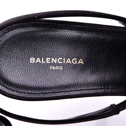 Balenciaga Satin Pointed Toe Knife Slingback Mules 39 Black 6 of 11