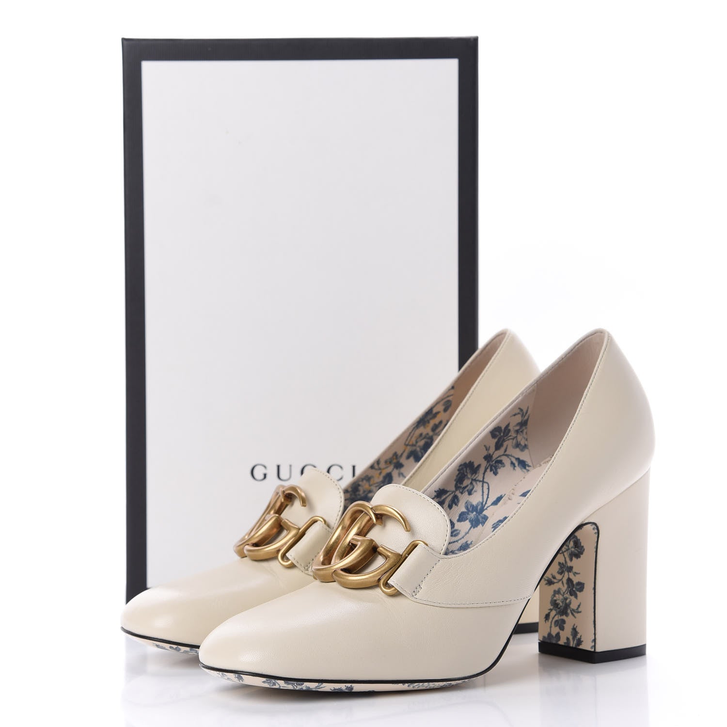 Gucci Malaga Kid GG Victoire 95mm Loafer Pumps 39.5 Vintage White 12 of 12