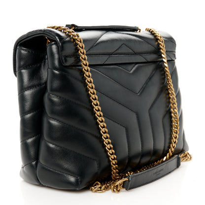 Saint Laurent Calfskin Y Quilted Monogram Small Loulou Chain Satchel Black 3 of 12