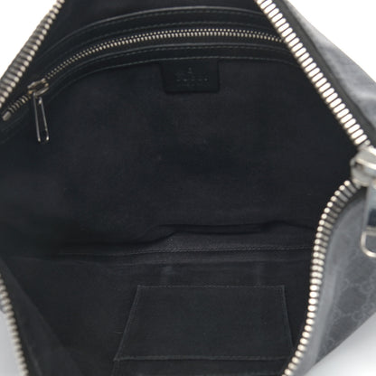Gucci Soft GG Supreme Monogram Appia Calfskin Web East West Messenger Bag Black Grey 4 of 13