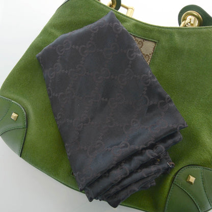 Gucci Suede Monogram Web Piston Lock Jackie O Hobo Green 9 of 10