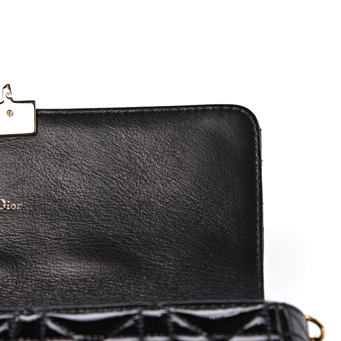 Patent Cannage Miss Dior Promenade Pouch Black