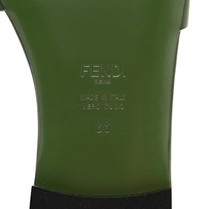 Fendi Vitello Cuoio Baguette Flat Slide Sandals 36 Verde 6 of 8
