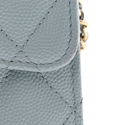 Chanel Caviar Quilted Flap Card Holder On Chain Light Blue 14 of 14