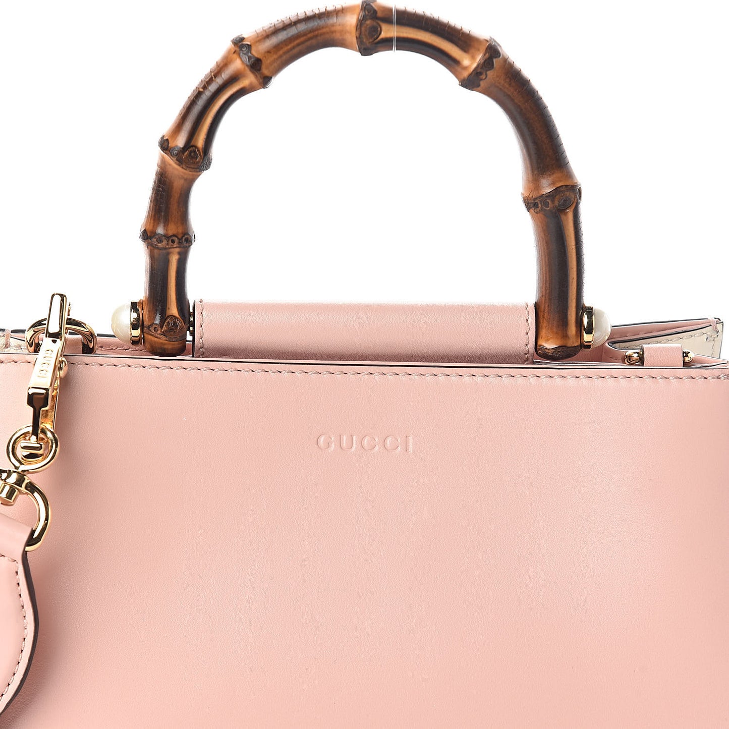 Nappa Bamboo Web Mini Nymphaea Top Handle Bag Perfect Pink Mystic White