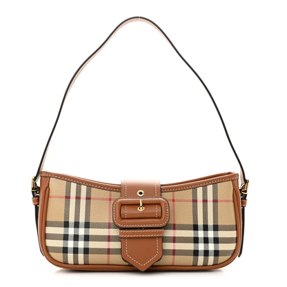 Burberry Coated Canvas Calfskin Vintage Check Buckle Bag Brown 1 of 10