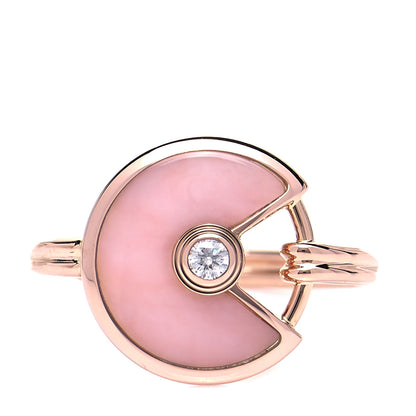 Cartier 18K Pink Gold Diamond Pink Opal Amulette de Cartier Ring 48 4.5 1 of 5