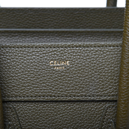 Celine Drummed Calfskin Micro Luggage Dark Olive 8 of 12