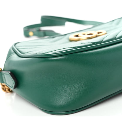 Gucci Calfskin Matelasse Small GG Marmont Chain Shoulder Bag Emerald Green 9 of 11