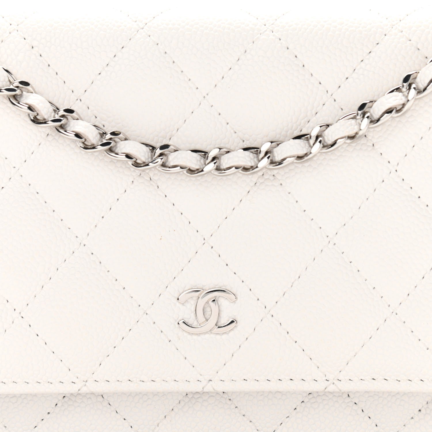 Chanel Caviar Quilted Wallet On Chain WOC White 9 of 12