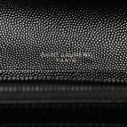 Saint Laurent Grain De Poudre Matelasse Chevron Monogram Flap Wallet Black 5 of 8