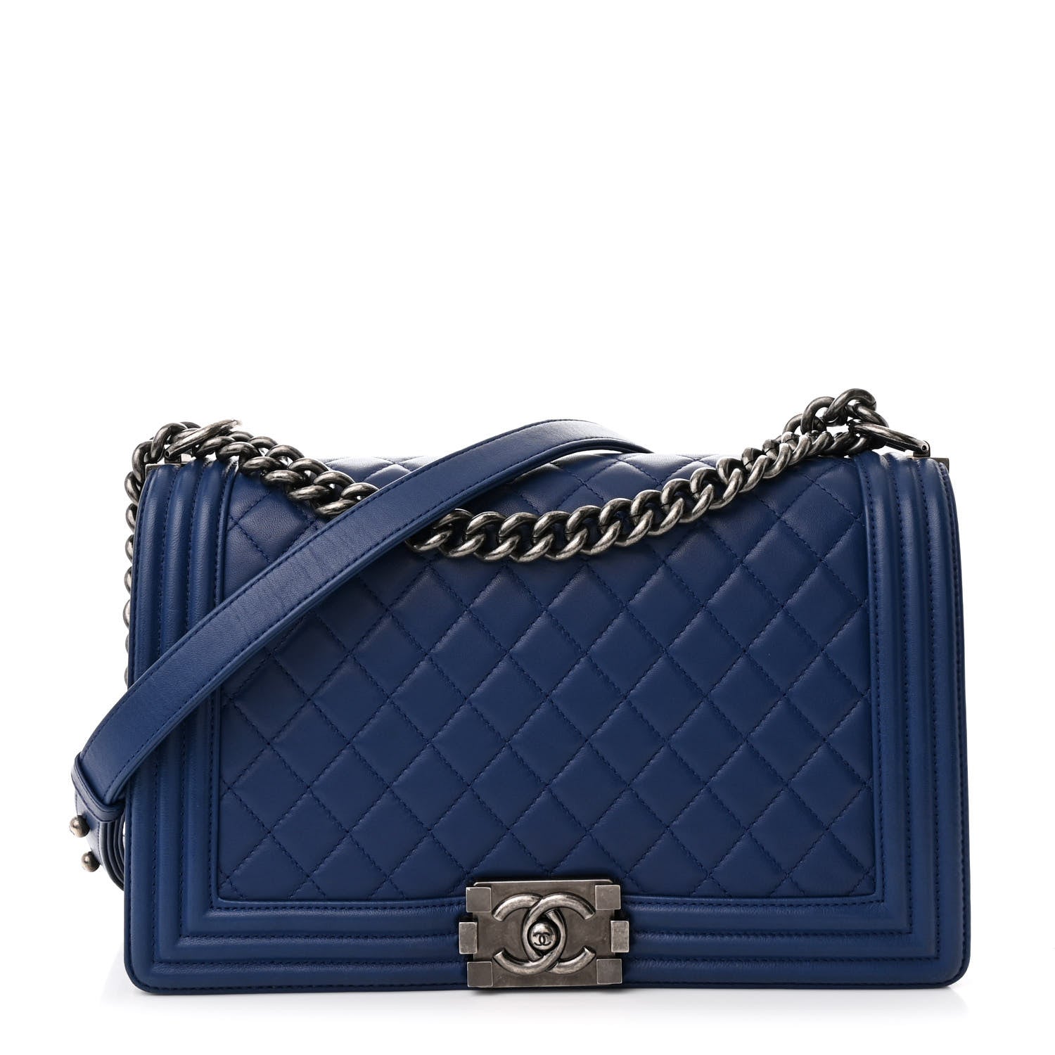 Chanel Lambskin Quilted New Medium Boy Flap Navy 1 of 10