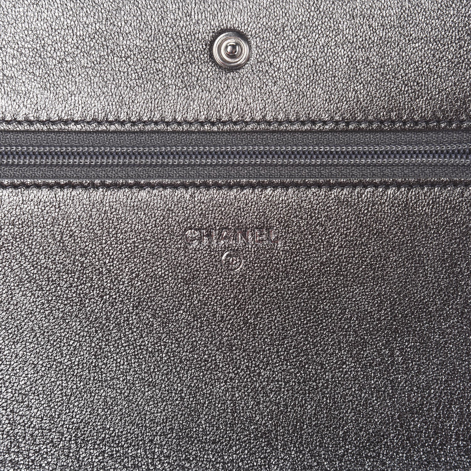 Chanel Metallic Goatskin Quilted Diamond CC Wallet On Chain WOC Pewter 9 of 12