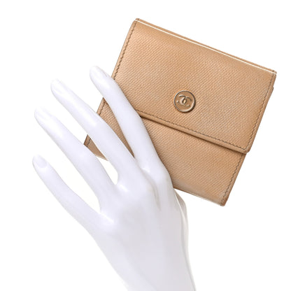 Chanel Grained Calfskin CC Button Compact Wallet Beige 2 of 14
