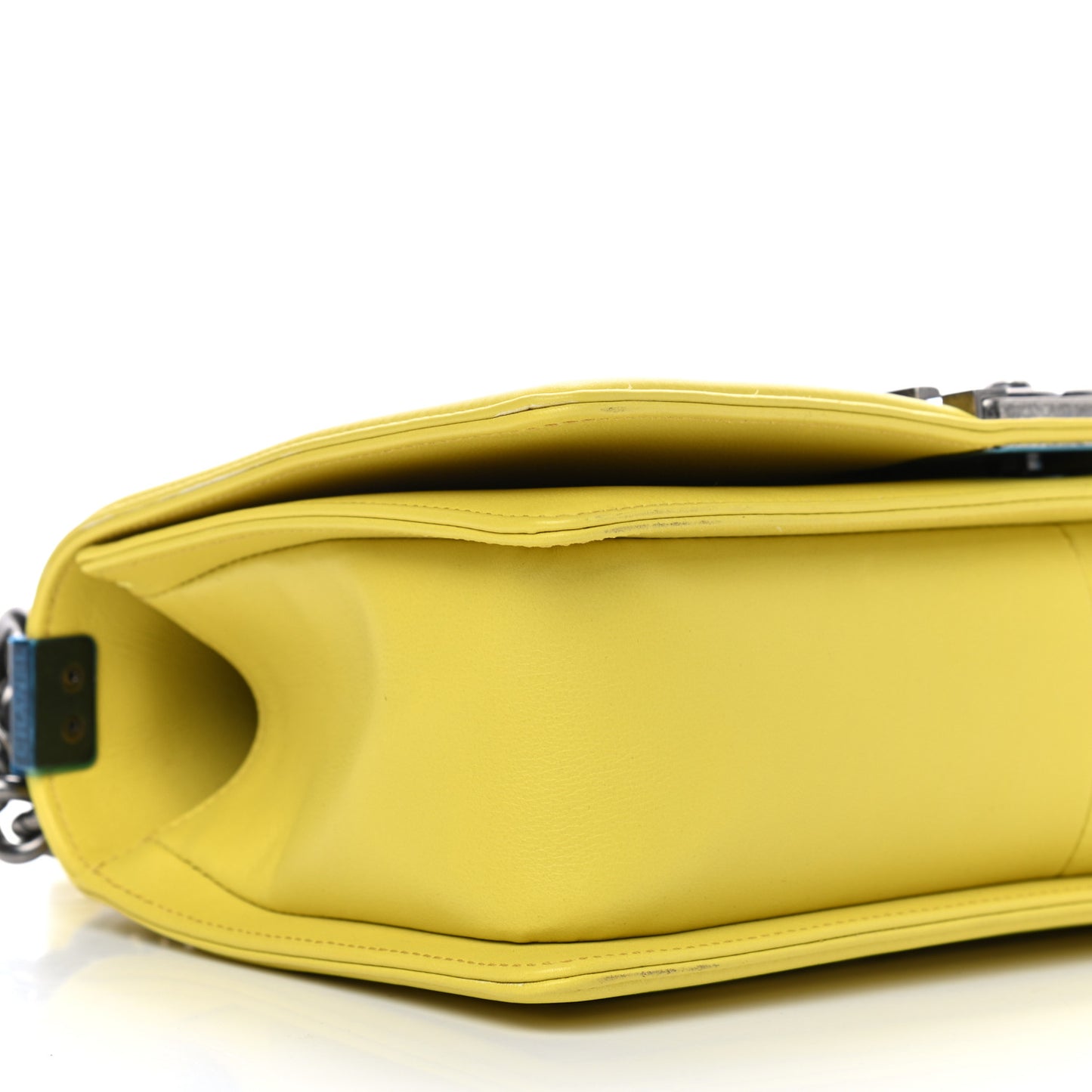 Calfskin Chevron Quilted Medium Boy Flap Yellow