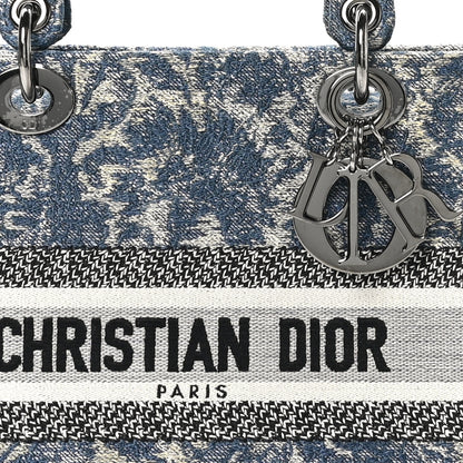 Christian Dior Canvas Embroidered Brocart Medium Lady D-Lite  Blue 7 of 9