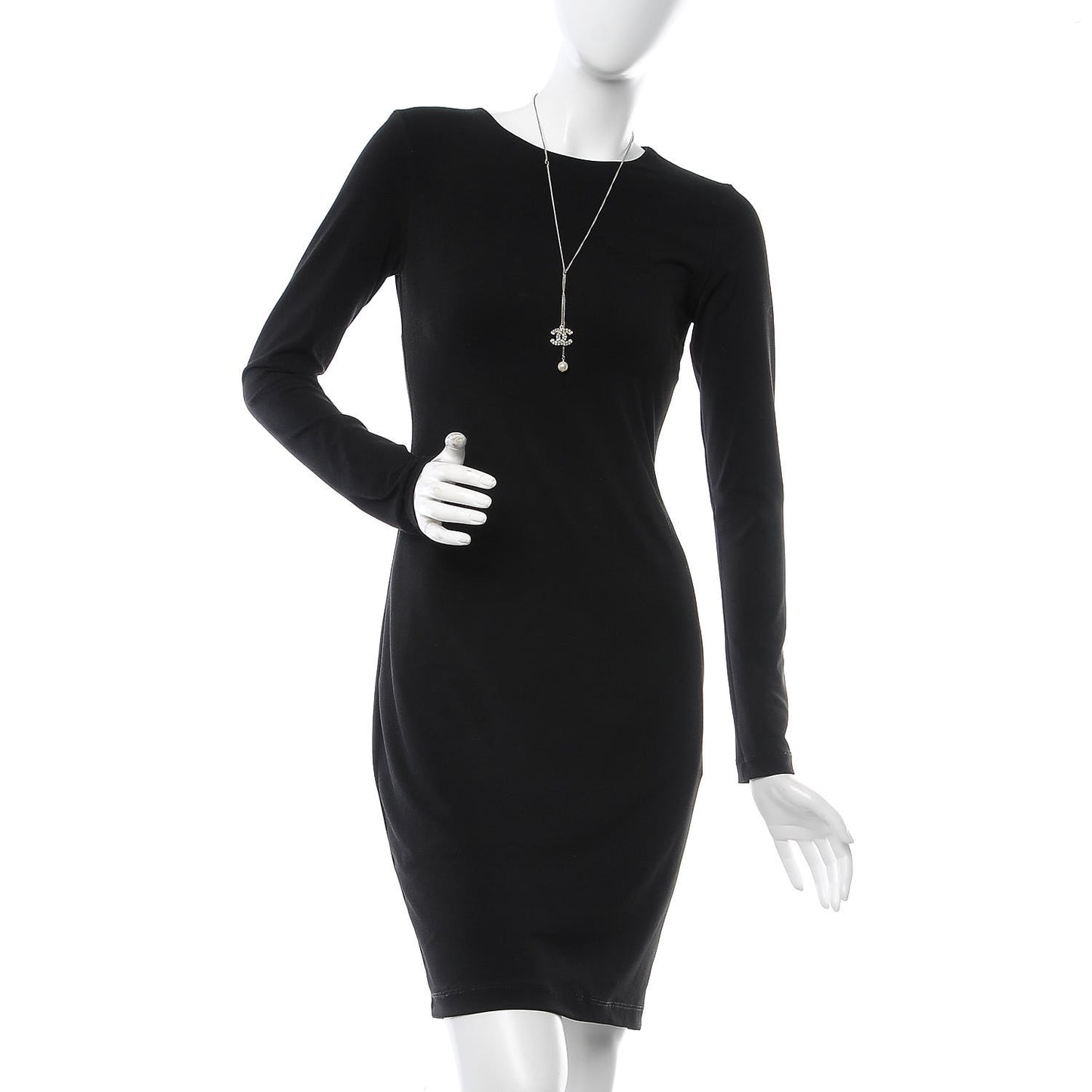 Baguette Crystal Pearl CC Lariat Necklace Silver