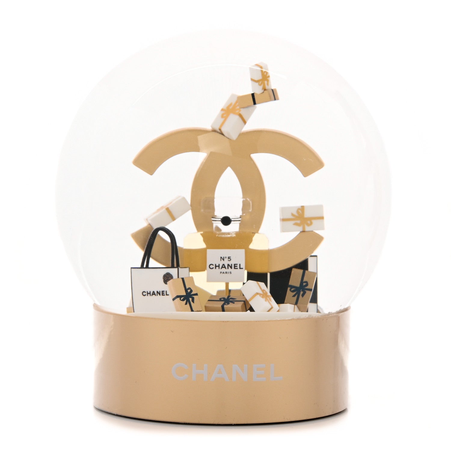 Chanel Glass CC Shopping Bag Snow Globe Gold 1 of 8