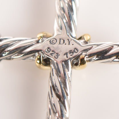 David Yurman Sterling Silver 18K Gold 36mm X Cross Necklace 7 of 7