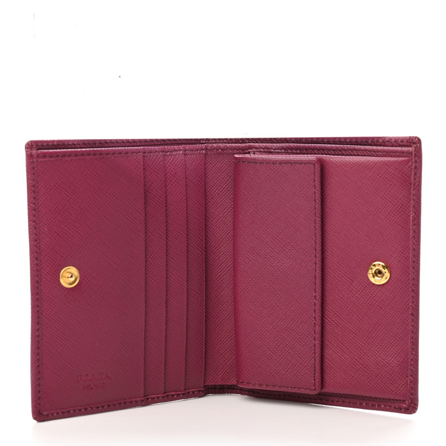 Prada Saffiano Metal Bi-Fold Wallet Ibisco 4 of 4