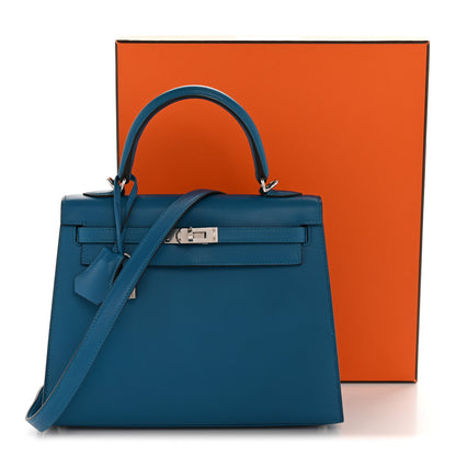 Hermes Tadelakt Kelly Sellier 25 Bleu Izmir 14 of 14