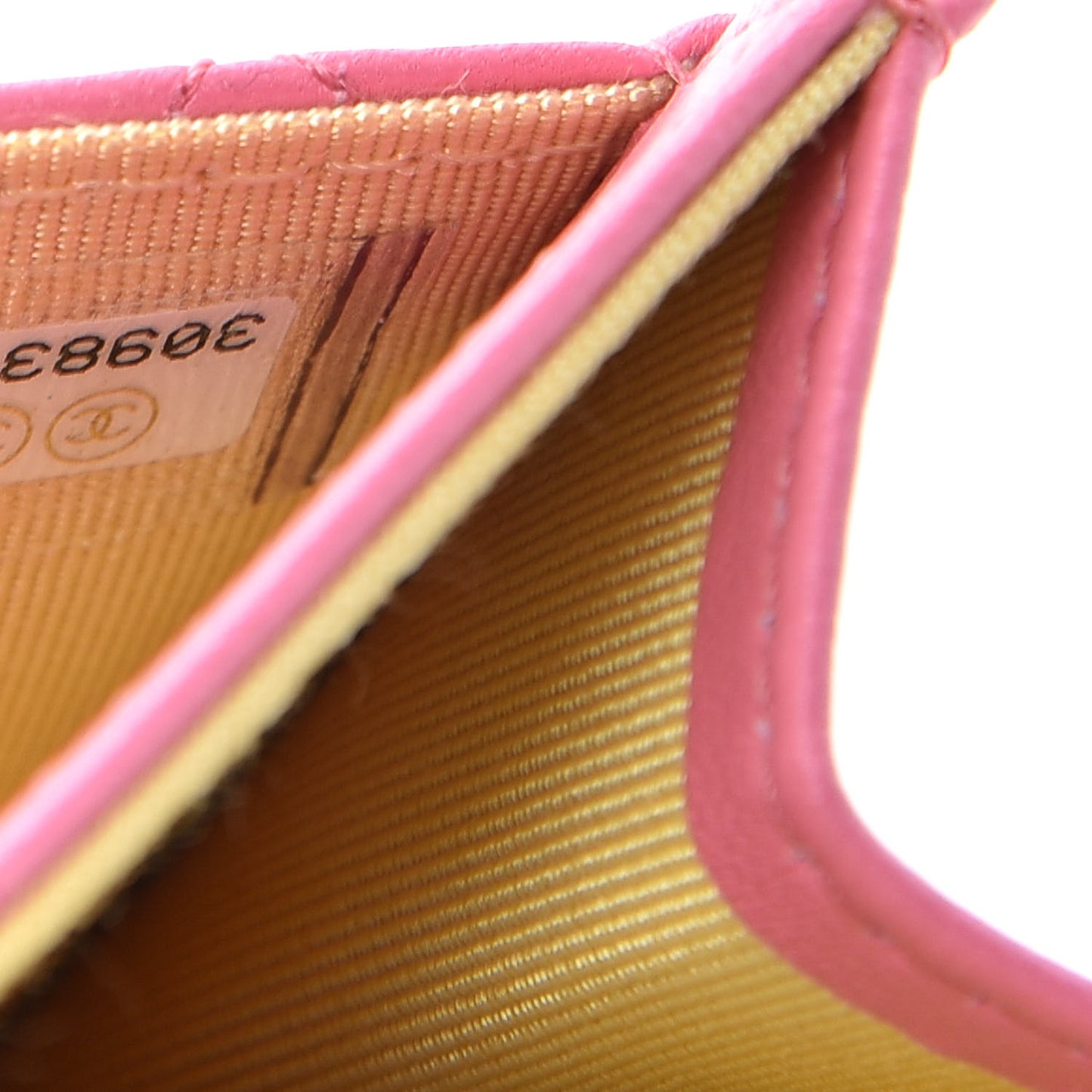 Lambskin Quilted Flap Card Holder Wallet Pink Yellow