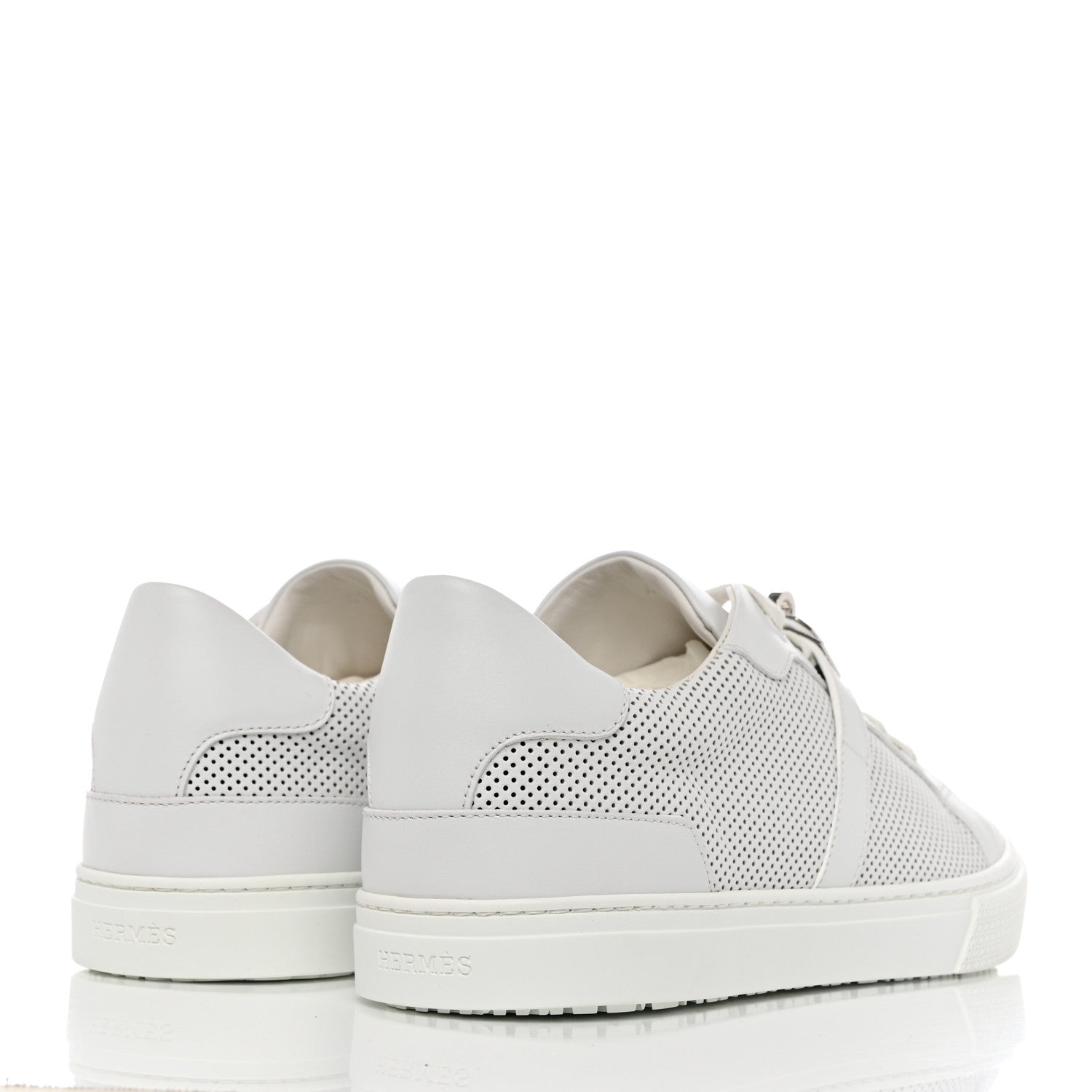 Hermes Calfskin Perforated Day Sneakers 41.5 White 4 of 9